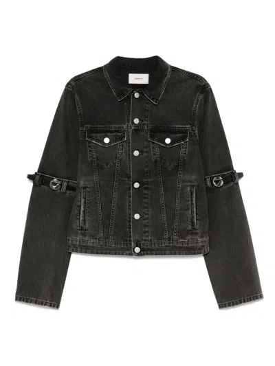 Coperni Oversized Black Denim Jacket With Unique Strap Details In Black