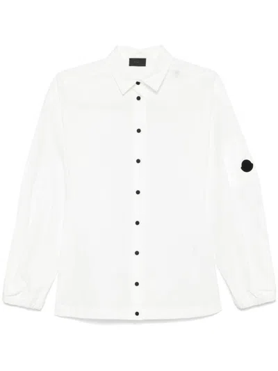 Moncler White Cotton Shirt With Contrast  Front Buttons In White