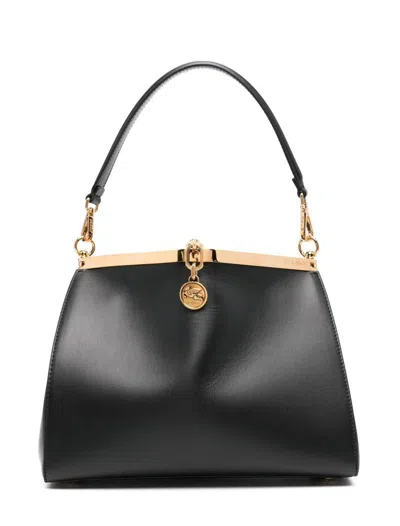 Etro Vela Pegaso Motif Medium Shoulder Bag In Black