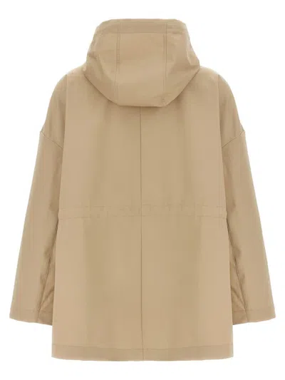 Moncler Gaillon Hooded Cotton Parka Beige In Beige