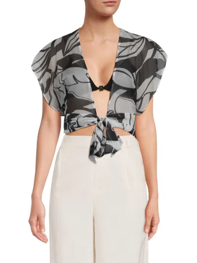 Ramy Brook Women's Antonella Printed Cover-up Top In Black White