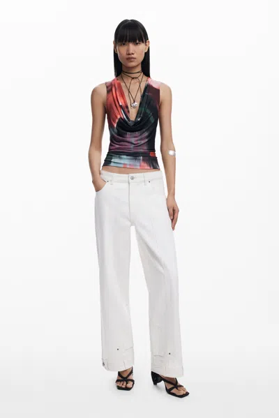 Desigual Draped Neckline T-shirt In Red