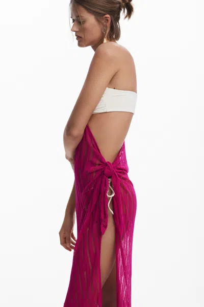 Desigual Broderie Anglaise One-shoulder Wrap Dress In Red