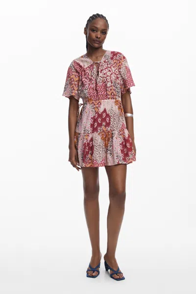Desigual Boho Short Dress In Red