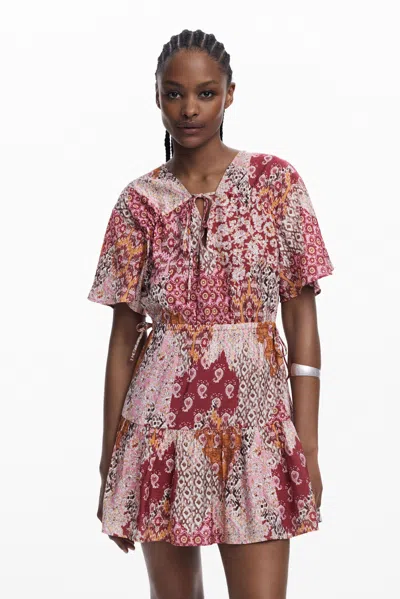 Desigual Boho Short Dress In Red