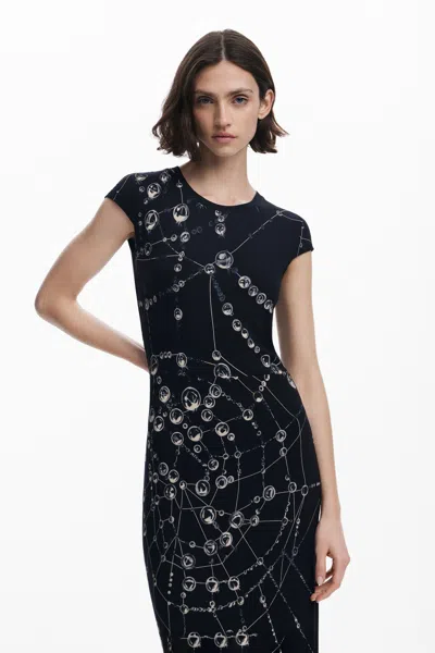 Desigual Tyler Mcgillivary Woven Midi Dress In Black