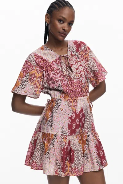 Desigual Boho Short Dress In Red