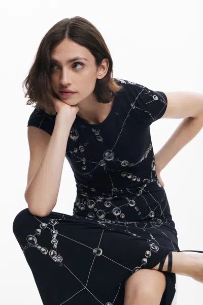 Desigual Tyler Mcgillivary Woven Midi Dress In Black