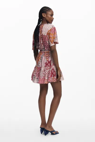 Desigual Boho Short Dress In Red