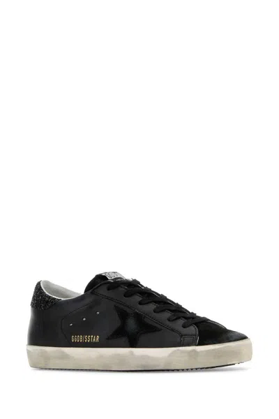 Golden Goose Textured Star Design Sneakers With Sparkling Accents In Black