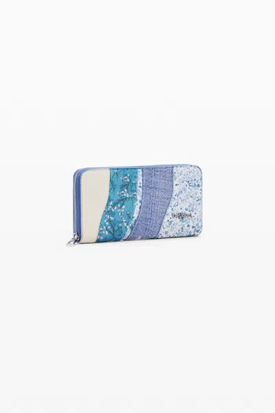 Desigual Elongated Patch Wallet In Material Finishes