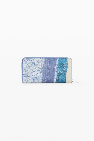 Desigual Elongated Patch Wallet In Material Finishes