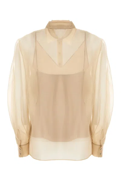 Max Mara Camicia Ovale In Organza Beige  Donna