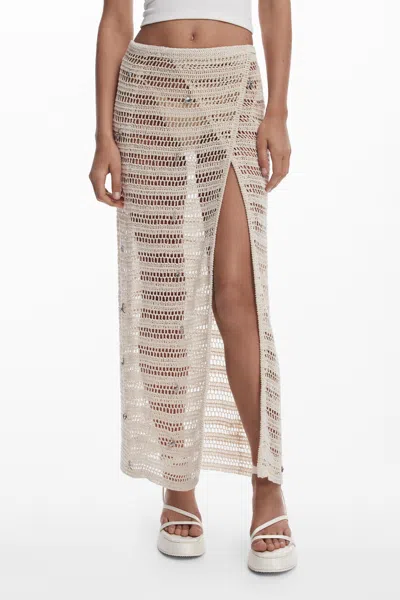 Desigual アプリケ付き透かしパレオドレス In White