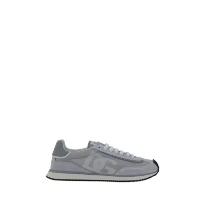 Dolce & Gabbana Man Grey Suede And Mesh Dg Aria Sneakers