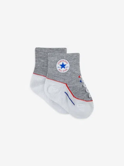 Converse Boys Striated Quarter 3 Pack Socks Set In Black