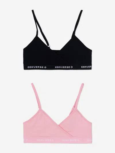 Converse Girls 2 Pack Triangle Bralette Set Pink In Pink