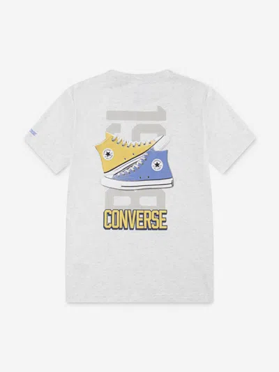Shop Converse Boys Retro Front Back Trainers T-shirt In Grey