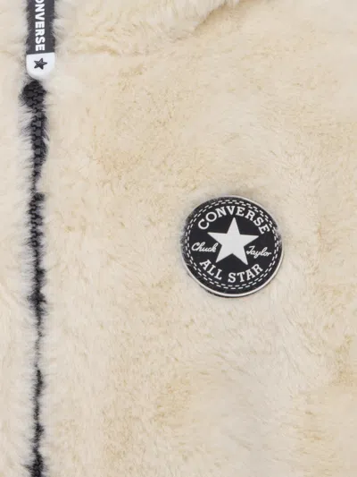 Converse Girls Faux Fur Jacket In Ivory