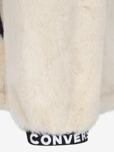 Converse Girls Faux Fur Jacket In Ivory
