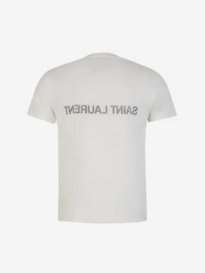 Saint Laurent Reverse Logo T-shirt 'naturel/noir' In White
