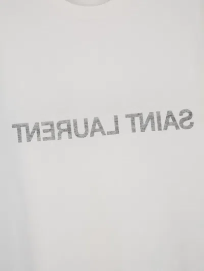 Saint Laurent Reverse Logo T-shirt 'naturel/noir' In White