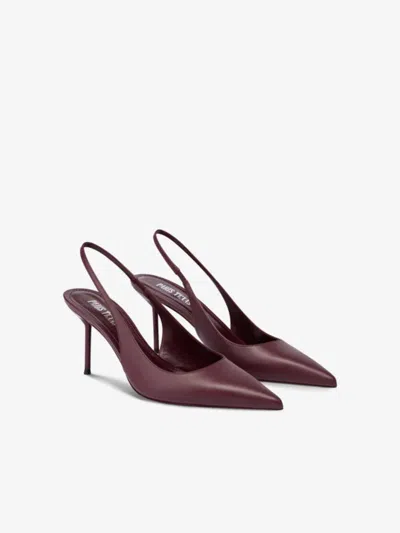 Paris Texas Pointed Toe Patent Slingback Heels With 70 Mm Stiletto In Burgundy