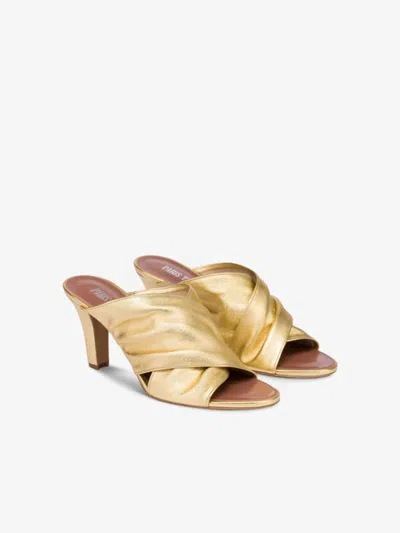 Paris Texas Maria Crossover Metallic Leather Mule Sandals In Grey