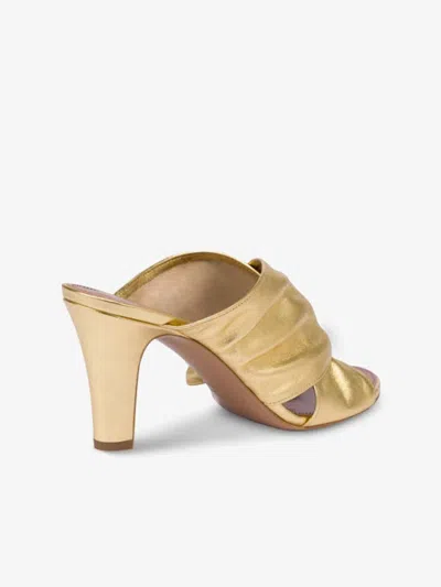 Paris Texas Maria Crossover Metallic Leather Mule Sandals In Grey