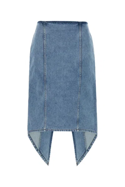 Jw Anderson Light Blue Cotton Denim Layered Midi Skirt In Blue