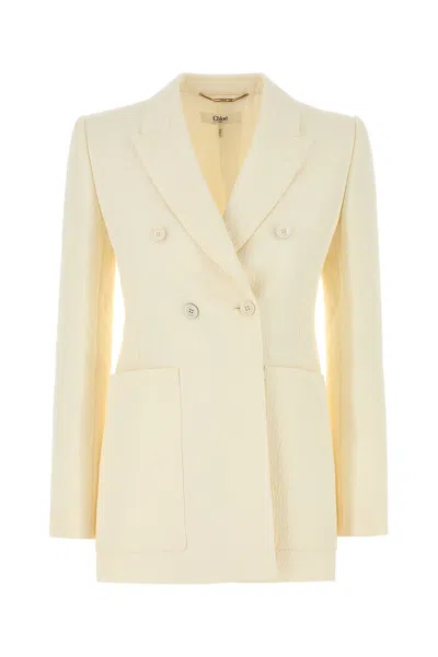Chloé Chloe Cream Hemp Blend Blazer In White