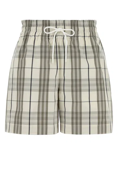 Shop Burberry Embroidered Poplin Shorts In White