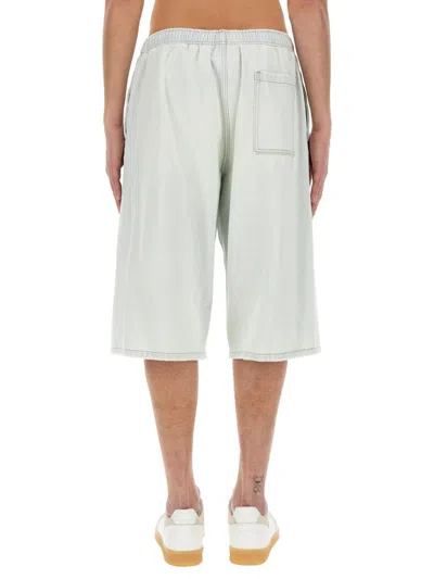 Mm6 Maison Margiela Oversize Knee Length Denim Bermuda Shorts In Blue