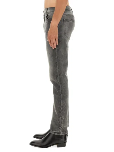 Balmain Regular Fit Washed Denim Jeans In Grey