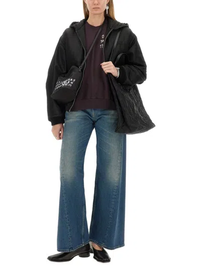 Mm6 Maison Margiela Mm6 By Maison Margiela Cropped Hooded Jacket With Ribbed Cuffs In Black