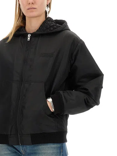 Mm6 Maison Margiela Mm6 By Maison Margiela Cropped Hooded Jacket With Ribbed Cuffs In Black