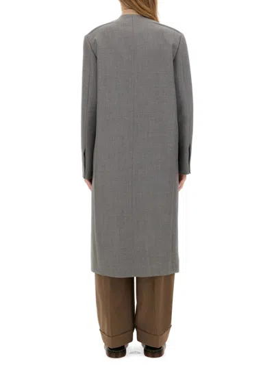 Moschino Double-breasted Coat In Grey