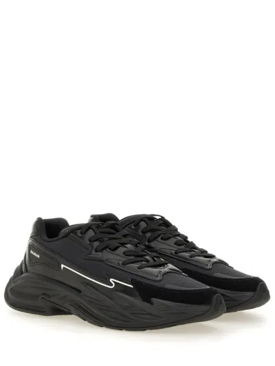 Balmain Black Run-row Leather Sneakers In Black
