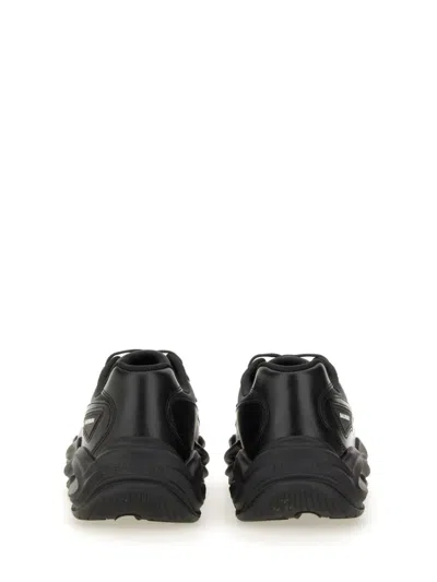 Balmain Black Run-row Leather Sneakers In Black