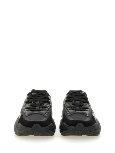 Balmain Black Run-row Leather Sneakers In Black