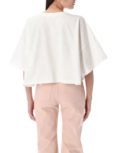 Chloé Cropped Printed Cotton-jersey T-shirt In White