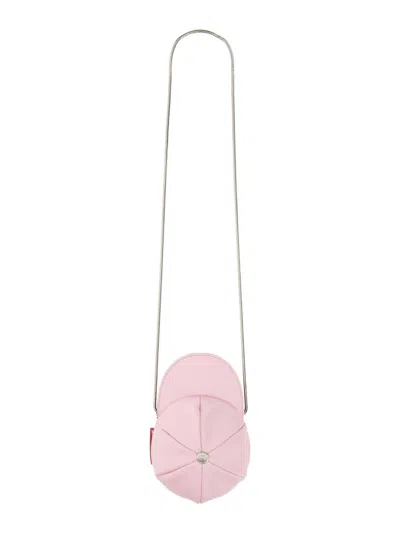 Moschino Rounded Cap-style Mini Bag With Metallic Chain Strap In Pink