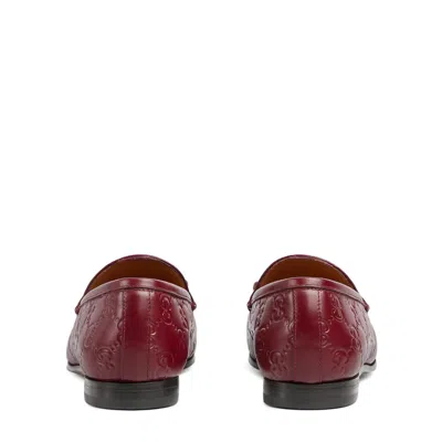 Gucci Leather Gg Jordaan Loafers For Women In Burgundy