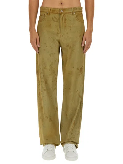 Msgm Distressed Denim Pants With Belt Loops In Neutrals