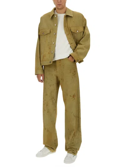 Msgm Distressed Denim Pants With Belt Loops In Neutrals