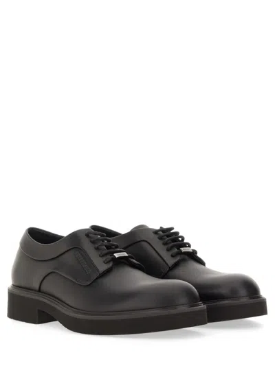 Ferragamo Elegant Derby Dress Shoes With Unique Ornamentation In Black