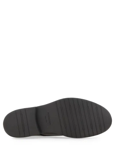 Ferragamo Elegant Derby Dress Shoes With Unique Ornamentation In Black