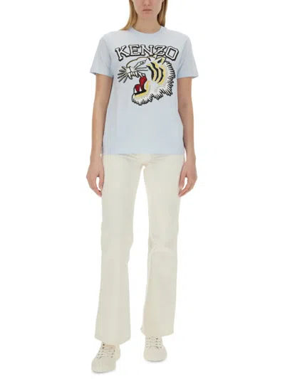 Kenzo Women's Tiger Varsity Crew-neck T-shirt In Blue