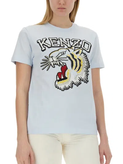 Kenzo Women's Tiger Varsity Crew-neck T-shirt In Blue