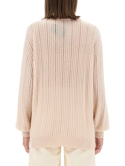 Kiton Cashmere-silk Lattice Knit Crewneck Sweater In Neutrals